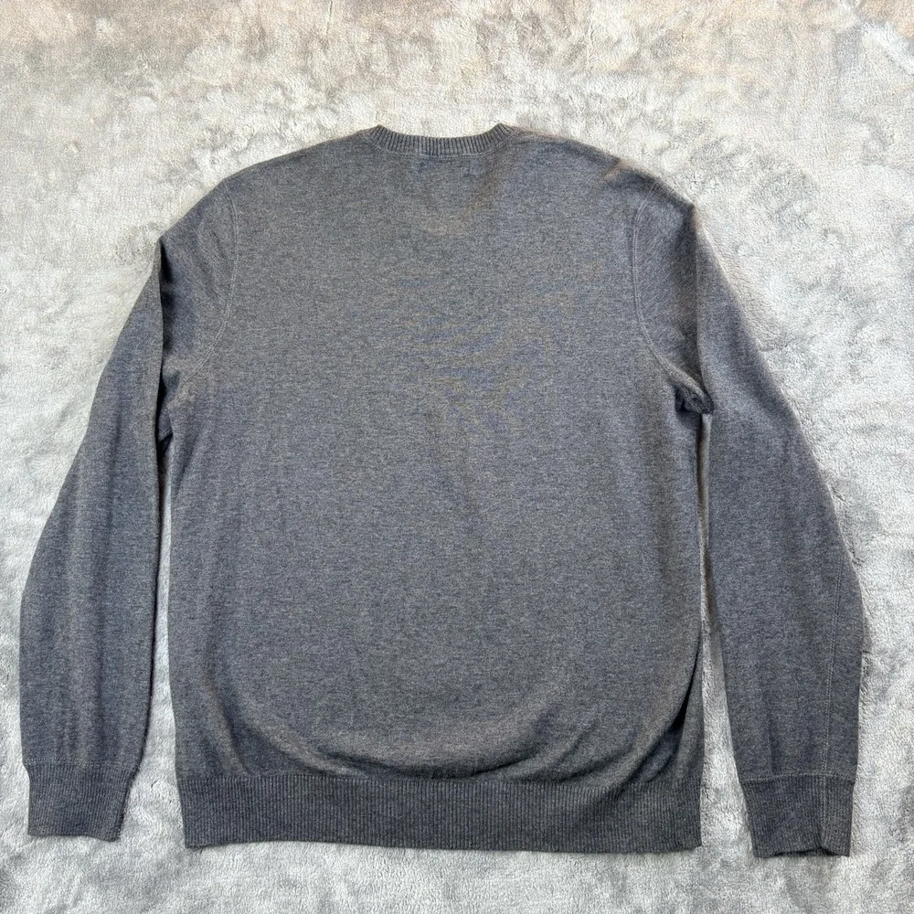 Banana Republic Mens Cotton Cashmere V-Neck Sweater‎ Medium Gray Quiet Luxury